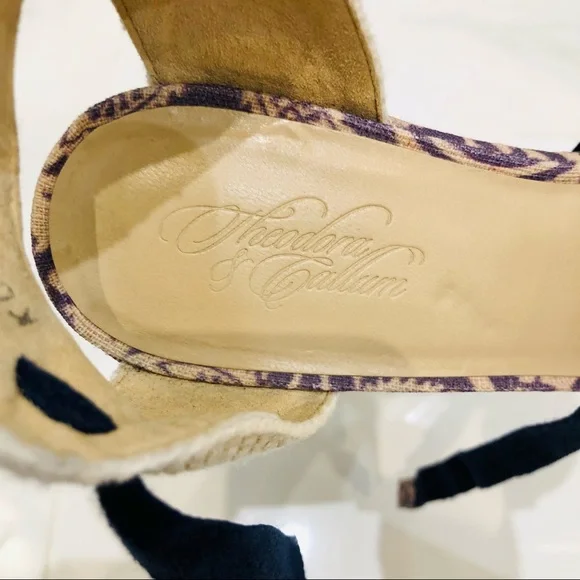 ❌SOLD❌Theodora & Callum By Stuart Weitzman linen wedge ankle wrap shoes 7M - Picture 10 of 10